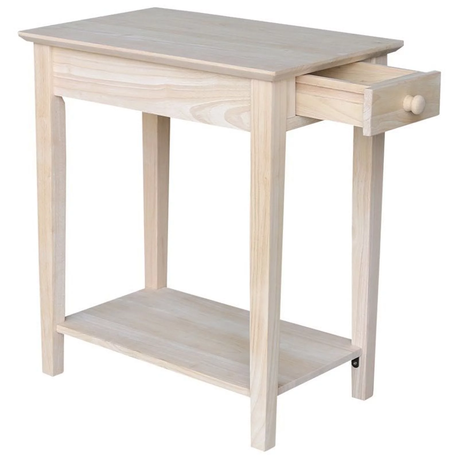 Pemberly Row 1 Drawer Transitional Wood Narrow End Table in Natural - Image 9