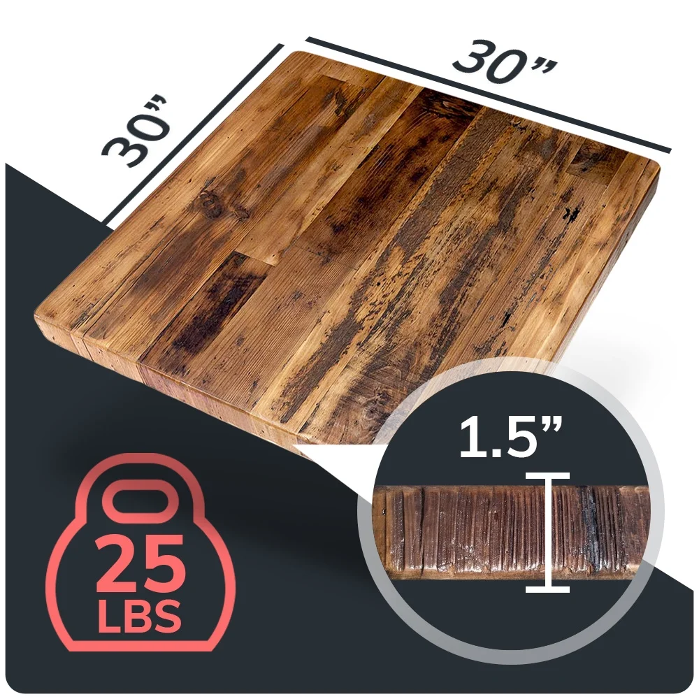HEIRLOUM Reclaimed Wood Table Top – Rustic Recycled Solid Wooden Piece Perfect for Kitchens, Dining and Coffee Table Tops (Reclaimed Wood Table Top – Economy, 30 x 30) - Image 2