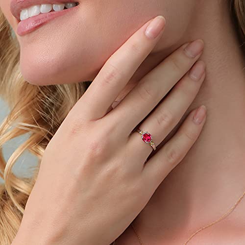 Gem Stone King 925 Sterling Silver and 10K Yellow Gold 6MM Cushion Cut Gemstone Birthstone Engagement Ring | Wedding Anniversary Promise Ring For Women | Available In Size 5, 6, 7, 8, 9 - Image 4