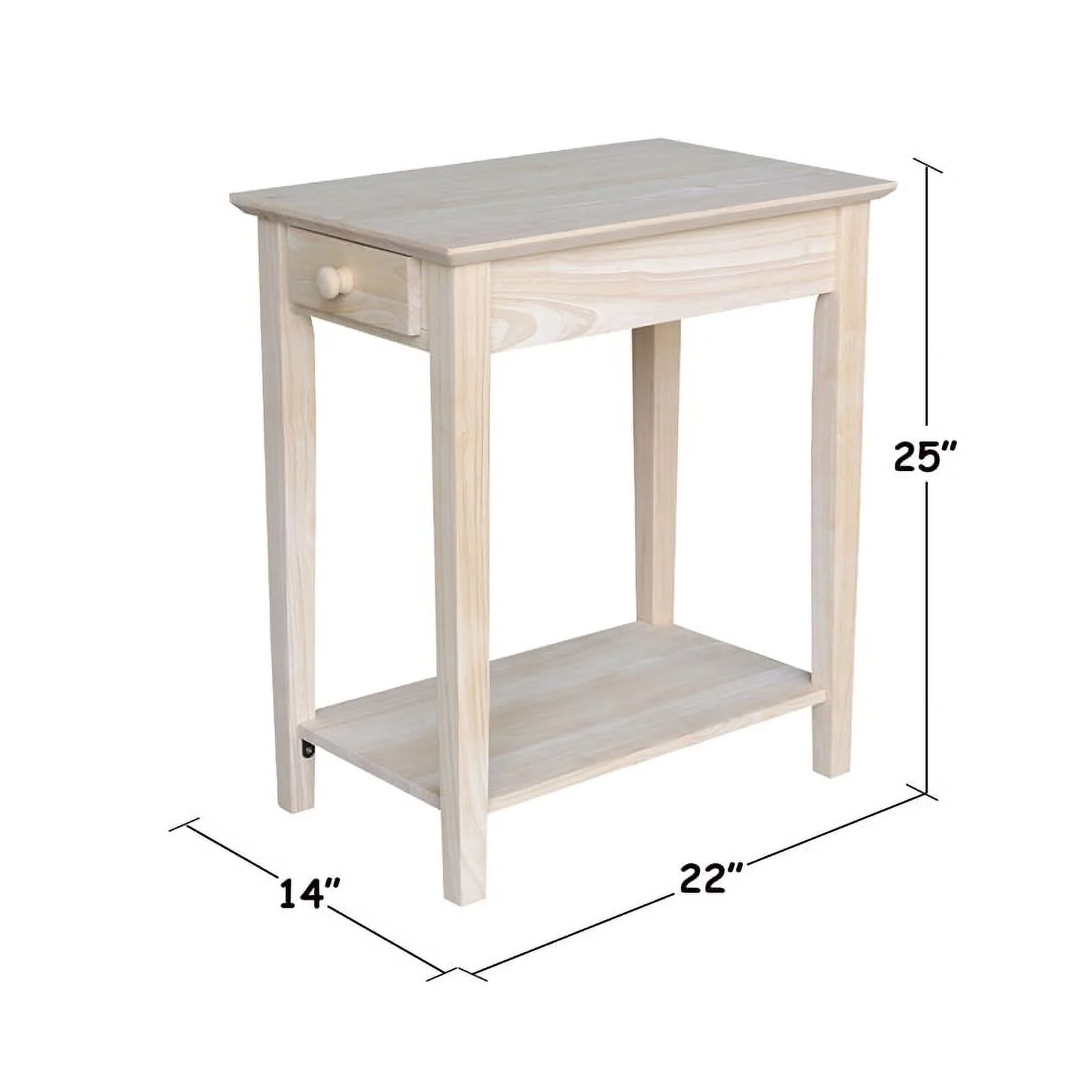 Pemberly Row 1 Drawer Transitional Wood Narrow End Table in Natural - Image 15