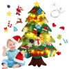 Felt Christmas Tree for Toddlers, 3.2ft DIY Felt Christmas Tree Set, with 5M LED String Lights, 32Pcs Detachable Tree Ornaments, Wall Decor with Hanging Rope for Kids Xmas Gifts Home Door