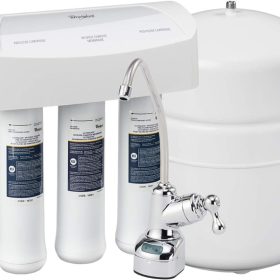 Whirlpool WHER25 Reverse Osmosis (RO) Filtration System With Chrome Faucet | Extra Long Life | Easy To Replace UltraEase Filter Cartridges, White