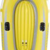 Inflatable Kayak Boat, Heavy Duty Inflatable Canoe Yellow Inflatable Kayak with Two Paddle Mounts Double Valve Design for 2 Person PVC Air Boat