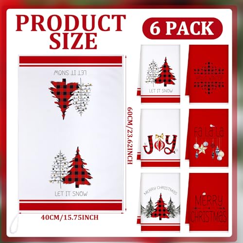 Geyoga 6 Pcs Merry Christmas Kitchen Towels Buffalo Plaid Xmas Tree Dish Towels Hand Towel Tea Towel Absorbent Soft Drying Cloth for Holiday Housewarming Gifts, 16×24 Inch(Gray White) - Image 17