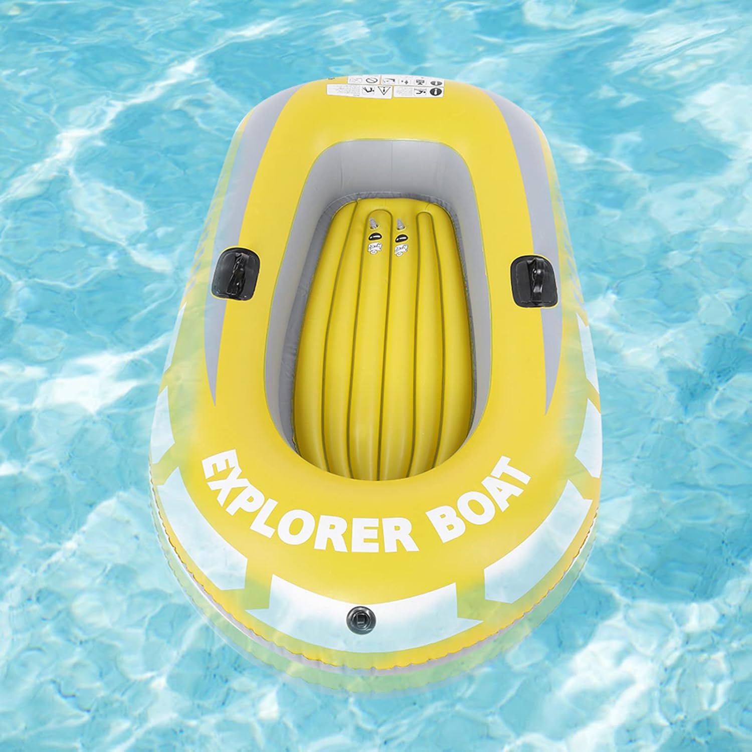 Inflatable Kayak Boat, Heavy Duty Inflatable Canoe Yellow Inflatable Kayak with Two Paddle Mounts Double Valve Design for 2 Person PVC Air Boat - Image 8