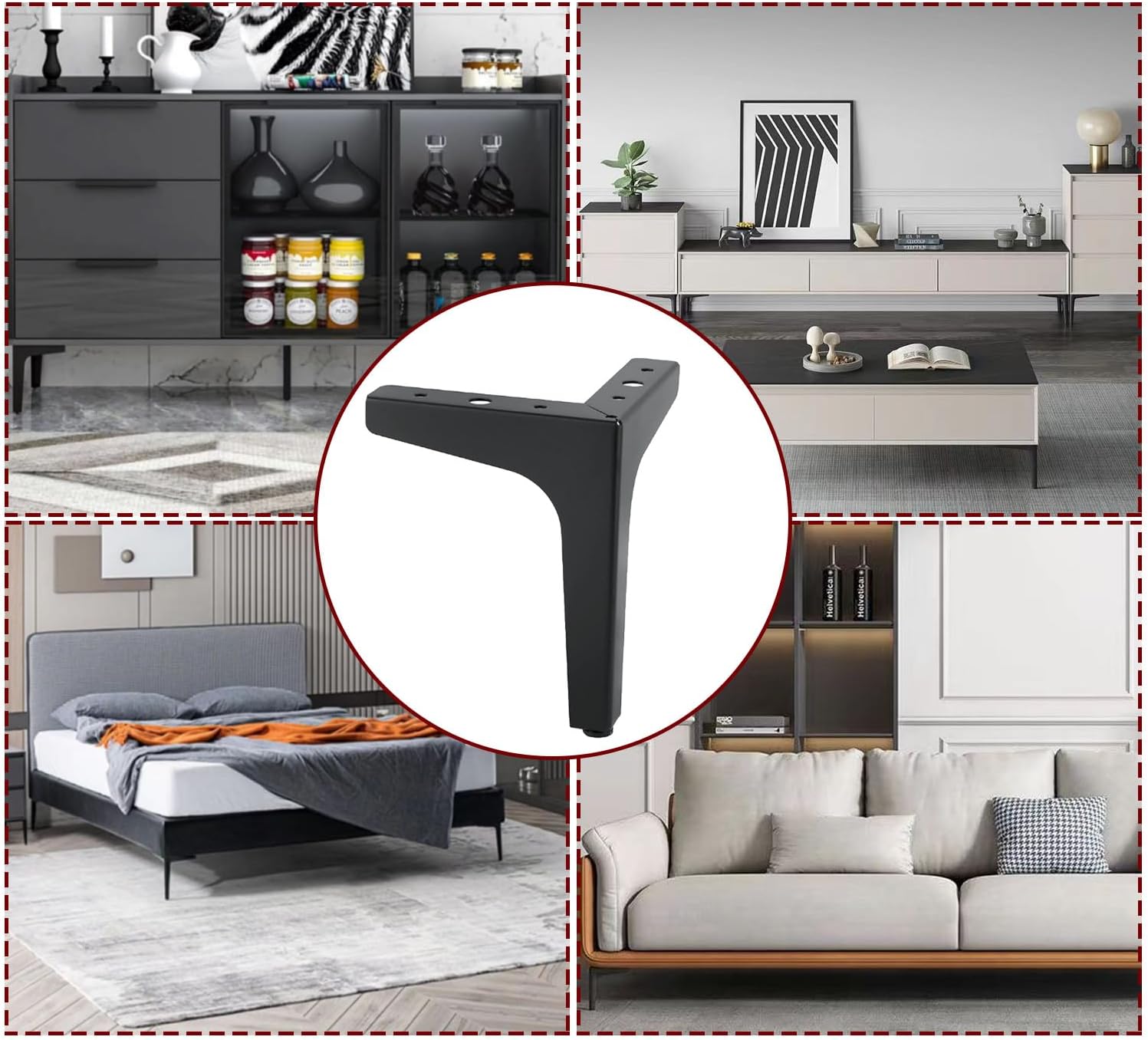 4 Inch Furniture Legs Modern Metal Cabinet Legs Set of 4, Furniture Feet Black Dresser Legs DIY Replacement Feet for Table Sofa Nightstand Chair Couch Ottoman Cabinet - Image 7