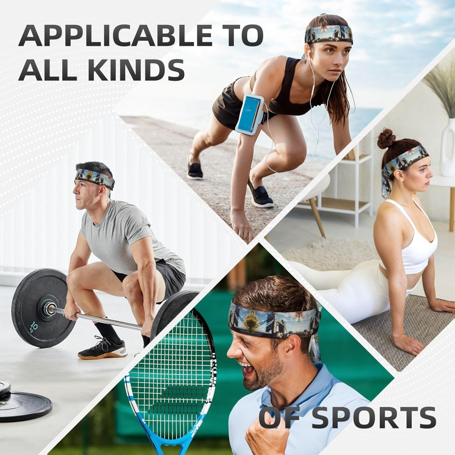 Sports Head Tie Made of Cotton Straps for Men & Women Moisture Wicking Athletic for Running, Gym, Working Out Historic Old Tower Bridge London Picture - Image 7