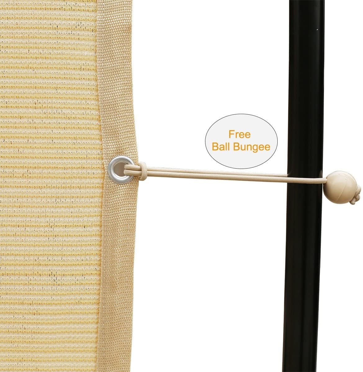 Shatex 90% Shade Fabric Sun Shade Cloth Taped Edge with Grommets Sun-Block Mesh Shade for Pergola Cover Canopy 12?? x 20??, Wheat, 12 Bungee Balls - Image 3