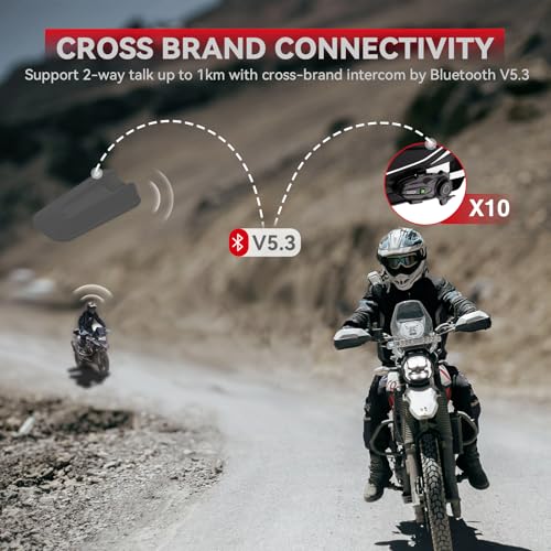 Motorcycle Bluetooth Headset V5.2 with Music Sharing, 2-Way Motorcycle Helmet Bluetooth with IP67 Waterproof, Motorcycle Communication Systems with Hi-FI Speakers for ATV/Snowmobile/Ski, 2 Pack - Image 7