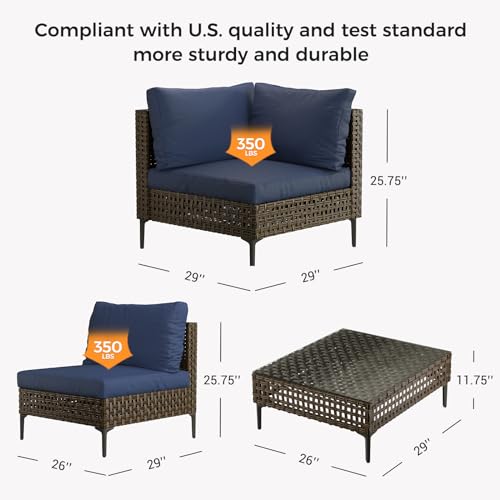 Grand patio 7-Piece Wicker Patio Furniture Set, Boho Outdoor Conversation Set Sectional Sofa with Water Resistant Thick Cushions and Coffee Table, Cream - Image 47