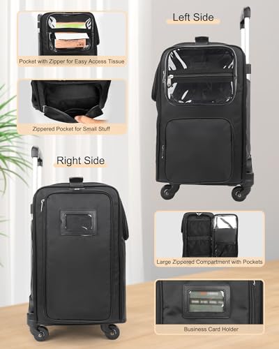 Relavel Rolling Makeup Train Case, Hairstylist Traveling Bag with 4 Wheels, Heat Insulation Full Layer, Adjustable Dividers, Hair Tools and Cosmetics Storage Organizer Trolley Suitcase Makeup Cart - Image 7