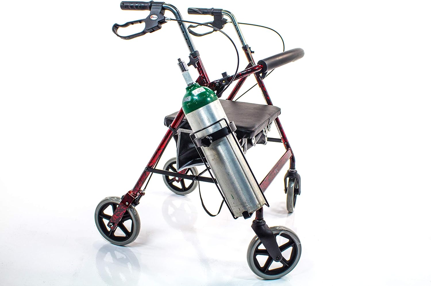Walker Oxygen Tank Holder for Rollators & Walking Aids JO2W, Holds Single D or E Oxygen Cylinder Tanks - Image 2