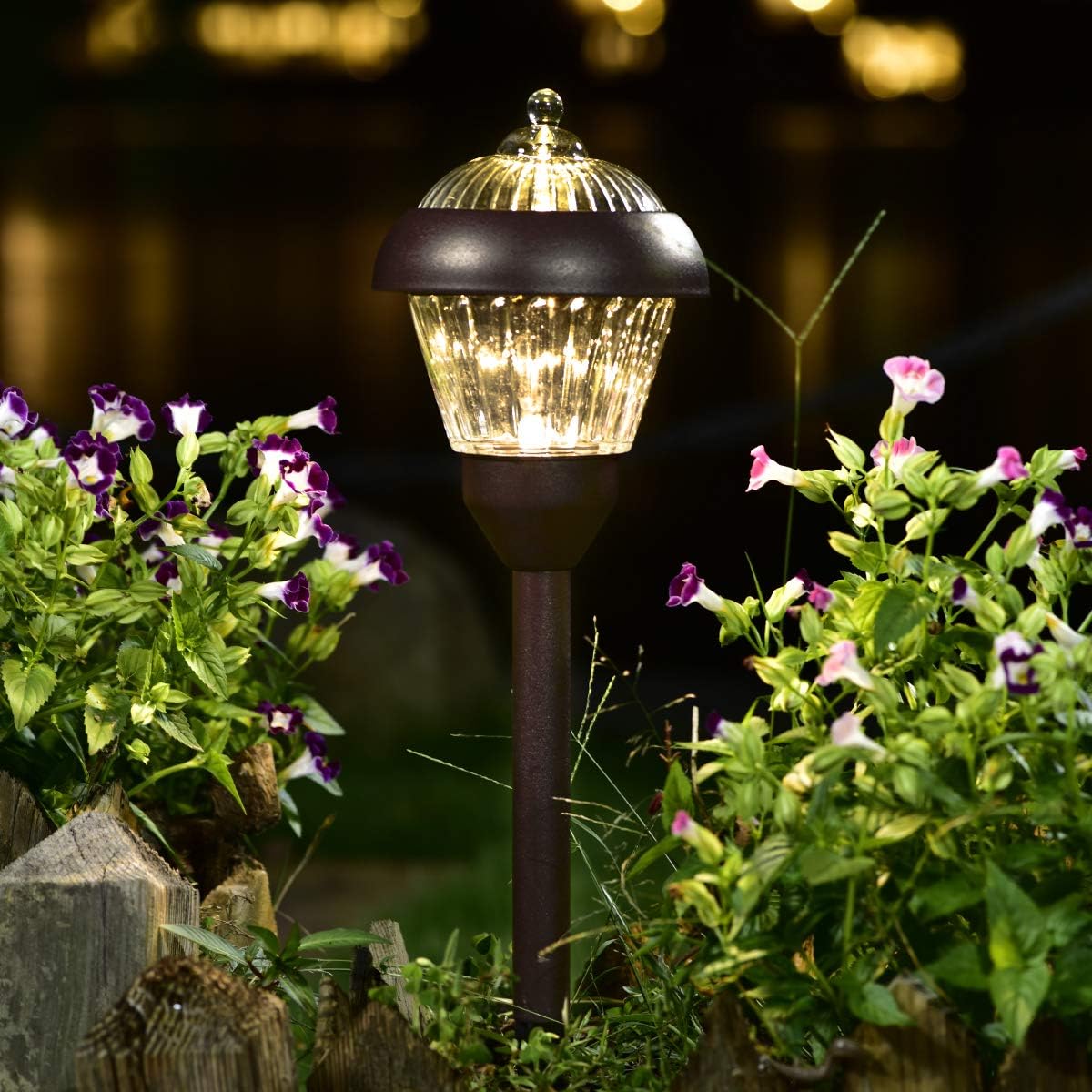 Solpex 4pack high Lumen Solar Pathway Lights??Metal Solar Path Lights??2 Bright LED??Waterproof IP65 Auto On/Off Solar Garden Lights for Walkway Driveway Yard - Image 3